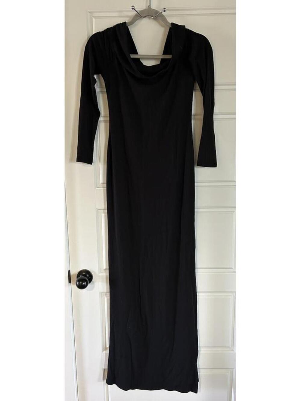LOVERS & FRIENDS BLACK OFF SHOULDER ROYALS RIBBED SIDE SLIT MAXI DRESS STRETCH S